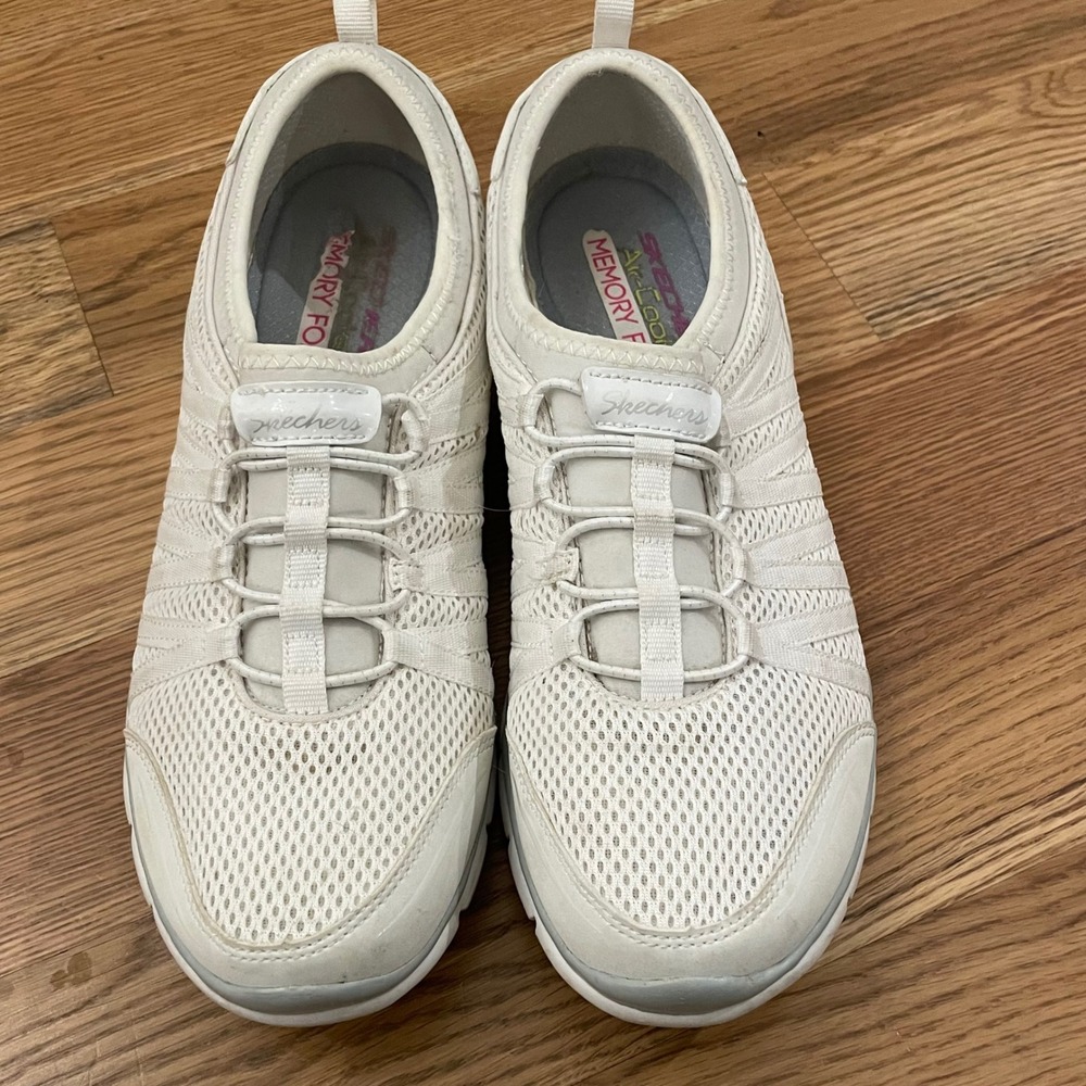 Skechers Women's Cream Slip-On Athletic Shoes